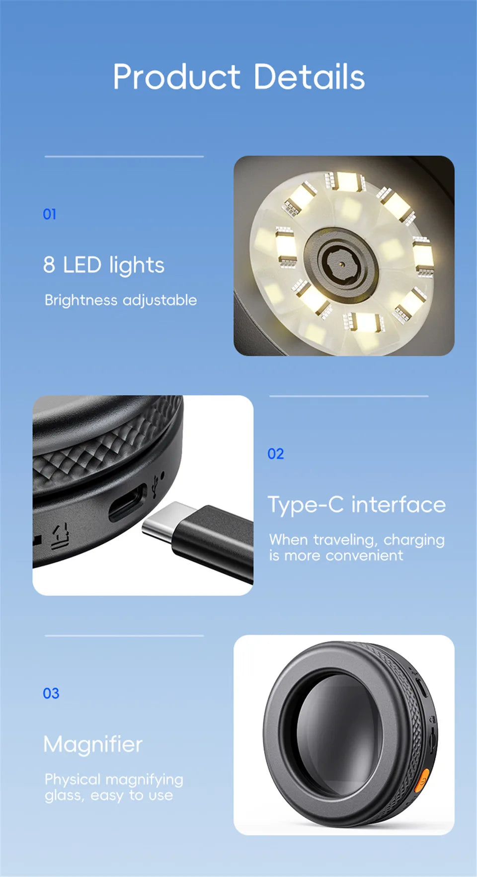 2.0 inch Autofocus Microscope Magnifier 500X 1080P Digital Microscope 8Leds Magnifying Glass for Electronics Repair Maintenance