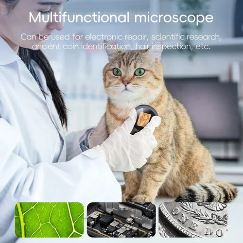 2.0 inch Autofocus Microscope Magnifier 500X 1080P Digital Microscope 8Leds Magnifying Glass for Electronics Repair Maintenance
