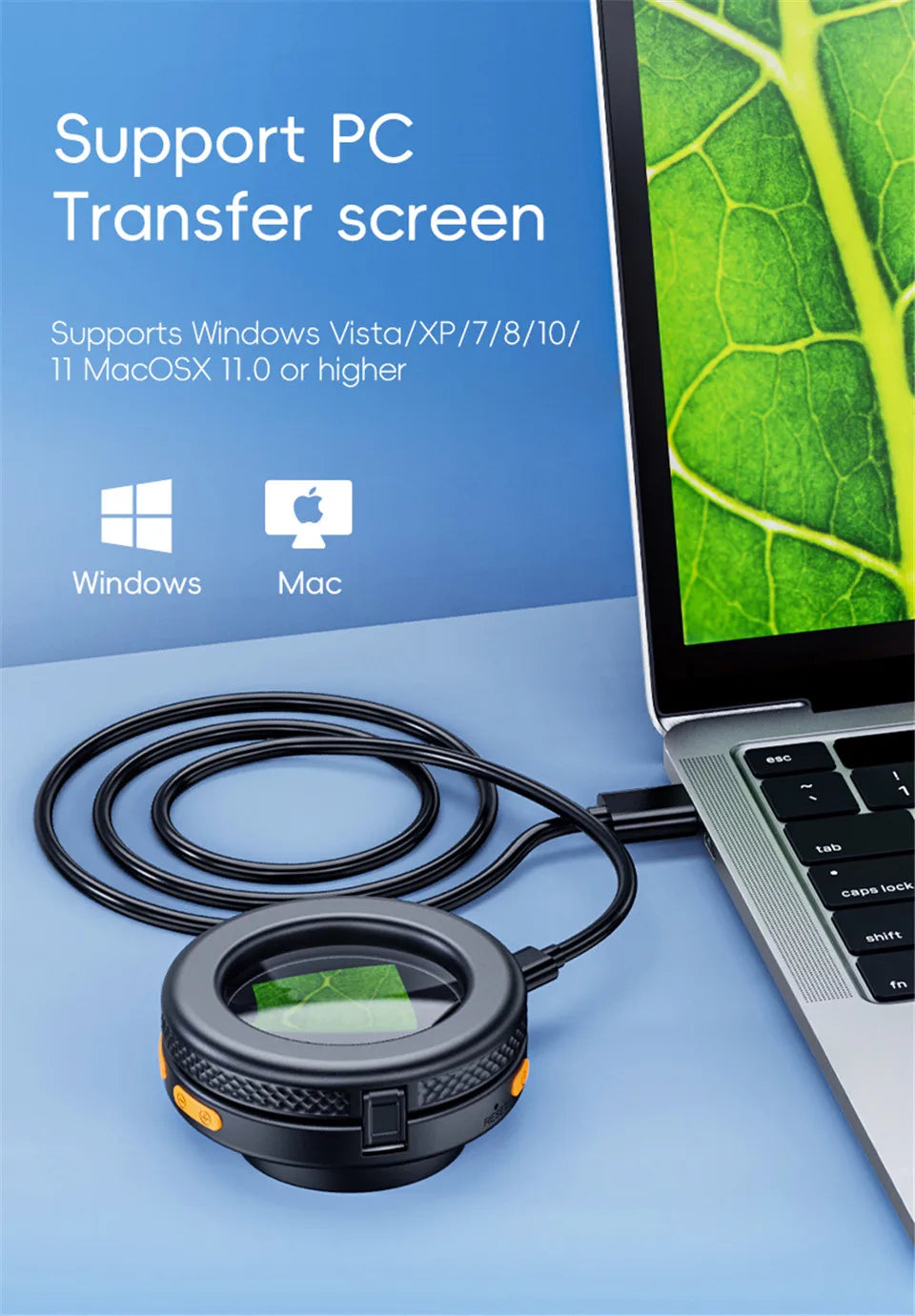 2.0 inch Autofocus Microscope Magnifier 500X 1080P Digital Microscope 8Leds Magnifying Glass for Electronics Repair Maintenance